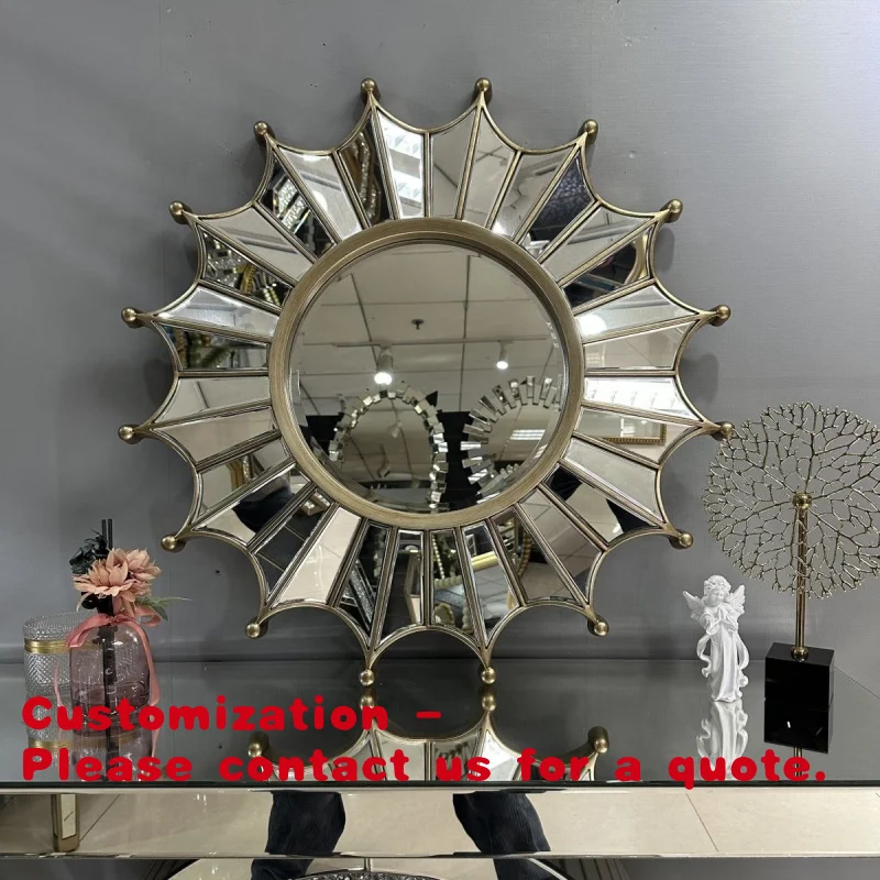 Customize.80X80CM Light Luxury Decorative Mirror European-style Bathroom Mirror Entry Door Dining Room Background Wall Hanging