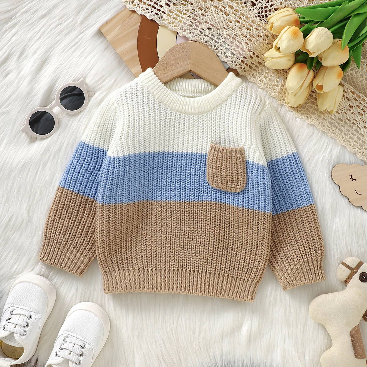 Baby Boy Clothes 6M-3T Autumn/Winter Long Sleeve Sweater Crewneck Knit Sweater Baby Boy Warm Top