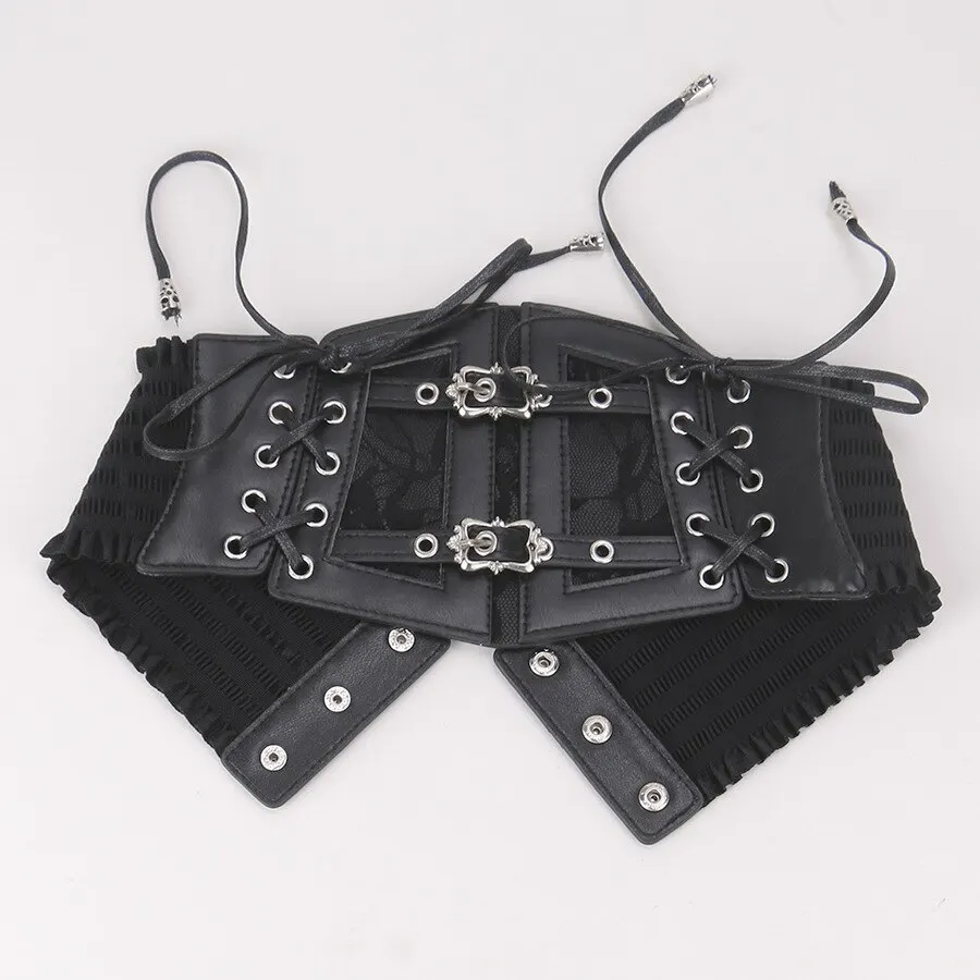 Corset Belt for Women, Wide Elastic Waspie Belt for Halloween Costume, Lace Belt for Dresses