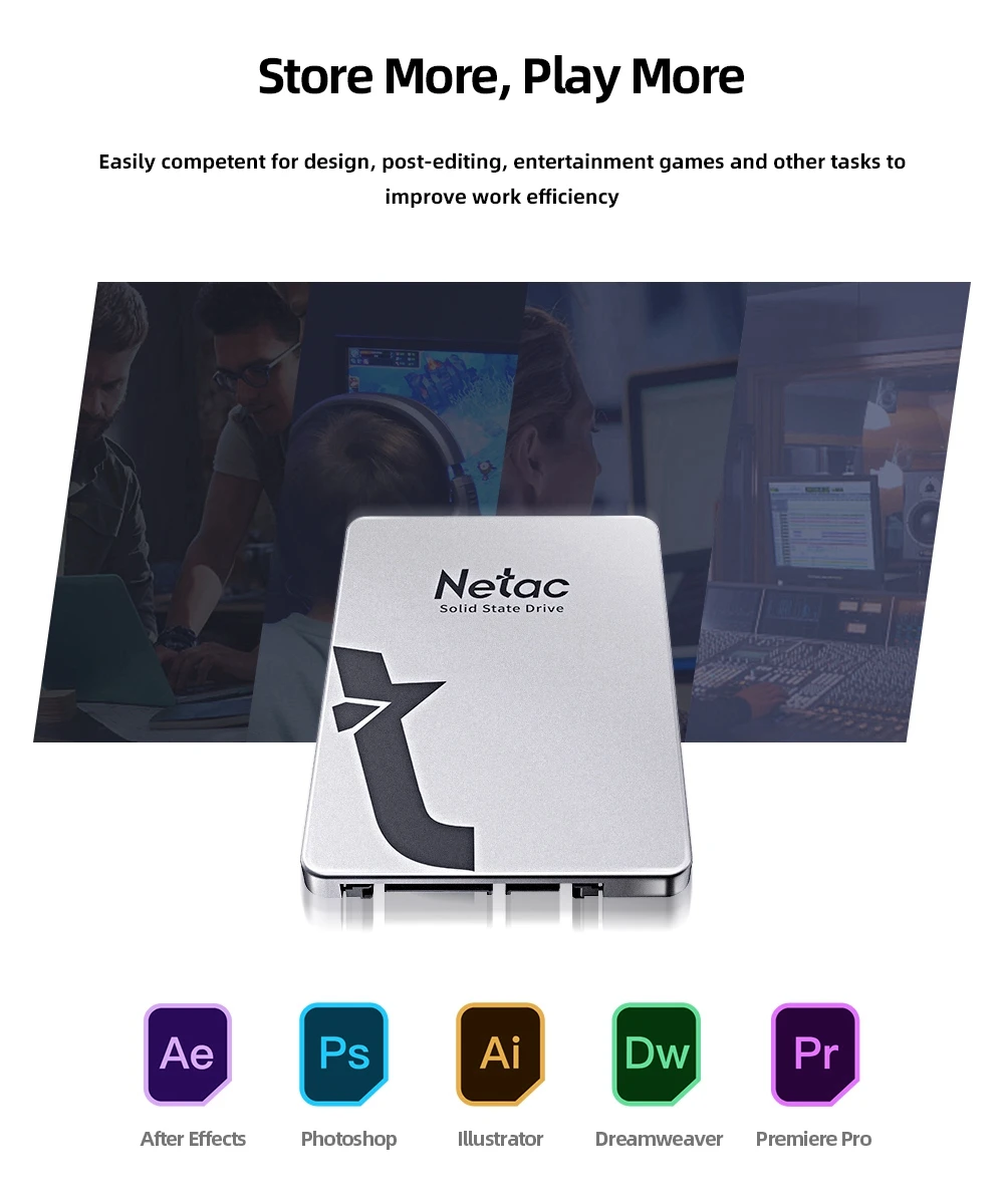 Netac SSD 1TB 2TB SATA 2,5 Zoll HDD SSD 128GB 256GB 512GB SSD-Laufwerk Festkörperlaufwerk für Desktop – Detail 5