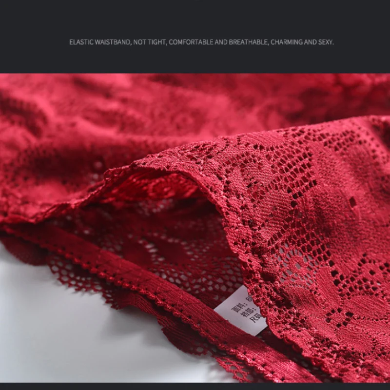 Women Soft Thin Transparent High Waist Breathable Elasticity Sexy Lace Underwear Luxury Style Female Jacquard Panties Breifs