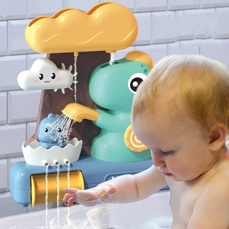 Baby Bathroom Water Toy Cartoon Animals Dinosaurs Pipe Assembly Bath Shower Head Children Bathe Play Water Game Toy Gift oyuncak