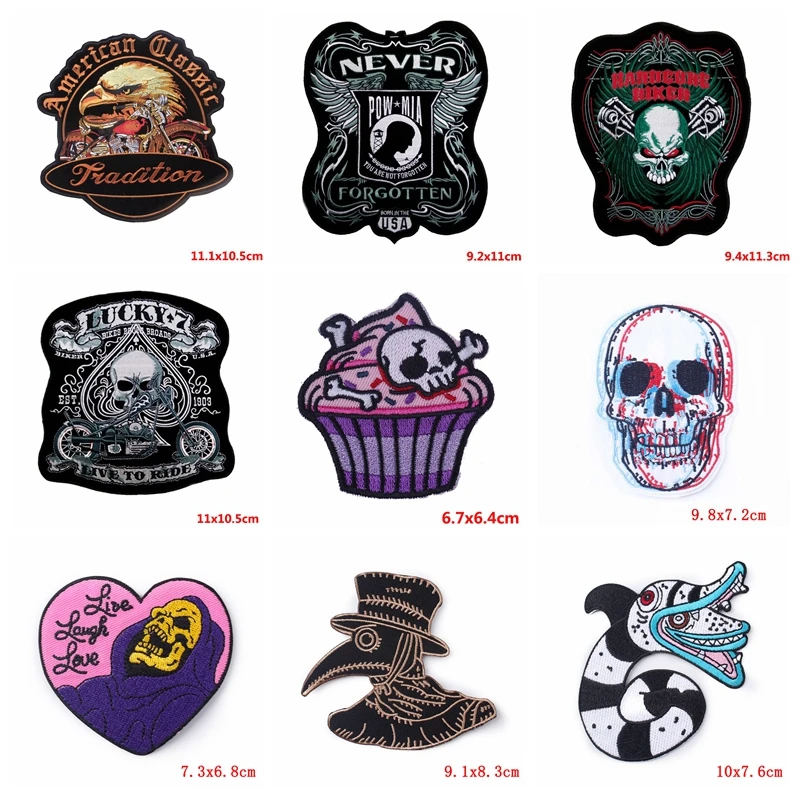 Parche bordado termoadhesivo calavera – Punk para chaquetas y jeans - imagen 3