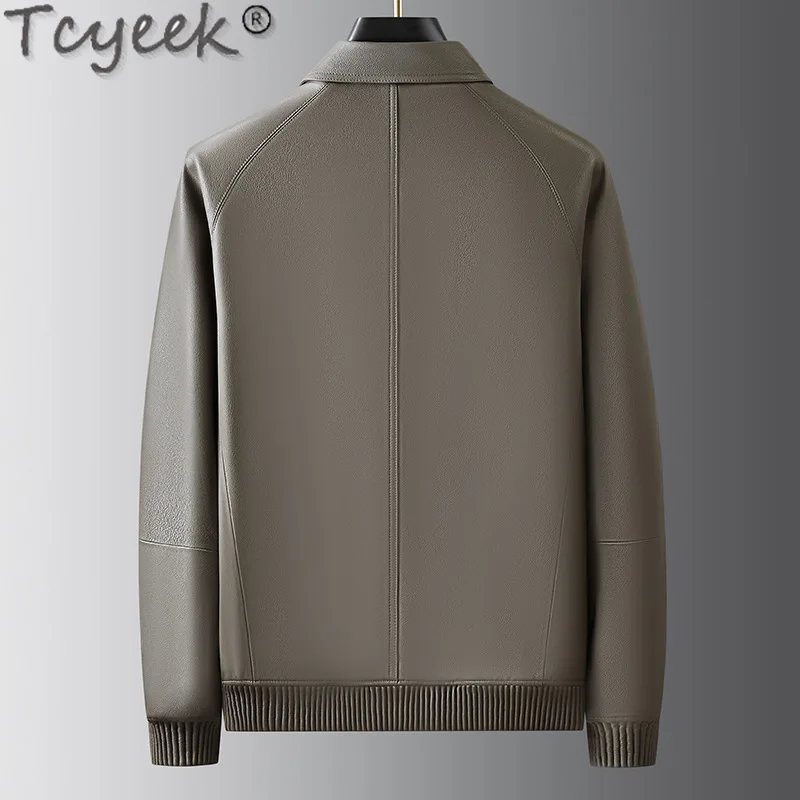 Tcyeek Real Leather Jacket Men 2025 Business Casual Leather Coat Spring Autumn Clothes Sheepskin Mens Coats Jaqueta De Couro