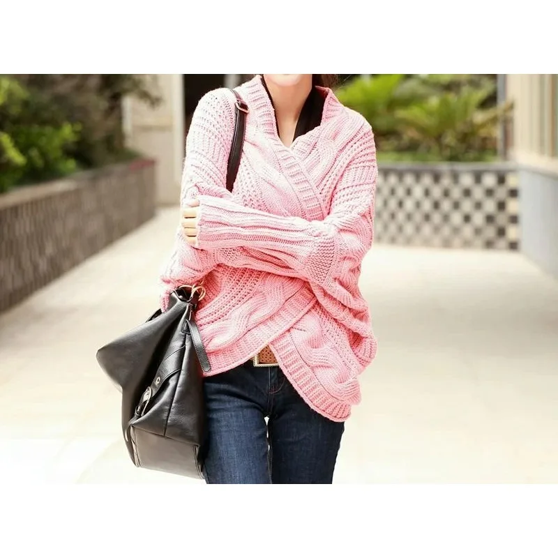 

Осень-зима 20252, новый вязаный свитер, повседневный свободный свитер с рукавами «летучая мышь», шаль, пальто, свитер, кардиган