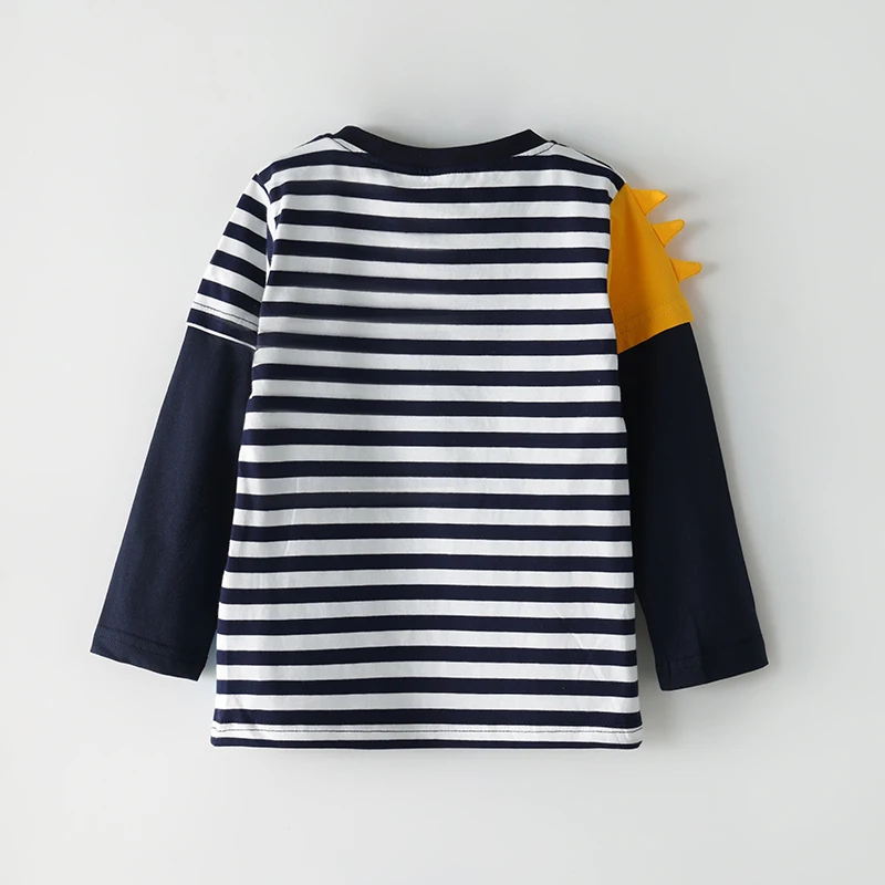Little maven Kinderkleidung 2026 Herbst Frühling Baumwolle Baby Jungen Langarm Cartoon Dinosaurier Gestreifte T-Shirts Kinderbekleidung – Detail 3