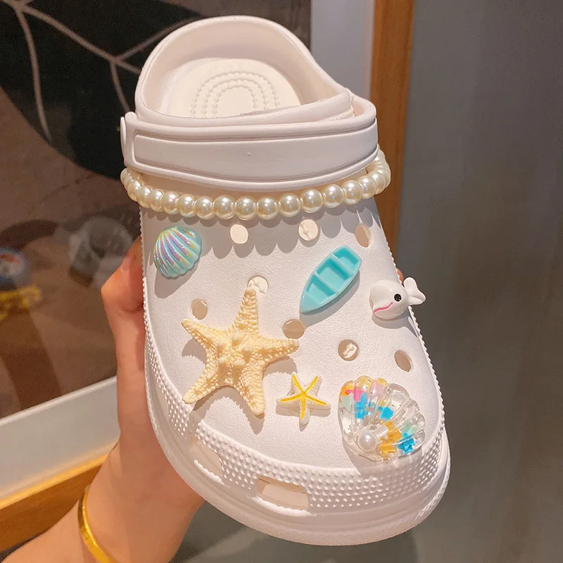 Cool Summer Beach Style Hole Shoes Shoe Charms Accessories Shoe Buckle Ocean World Starfish Crab DIY Shoes Decorations