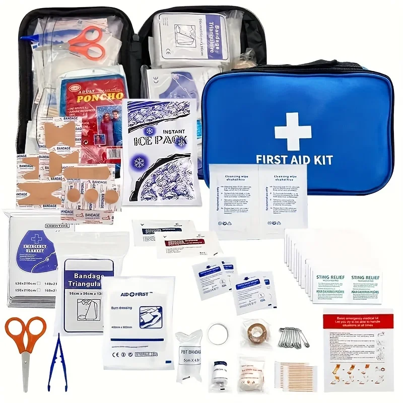 

188-piece emergency comprehensive travel first aid kit - includes basic survival gear for travel and home use