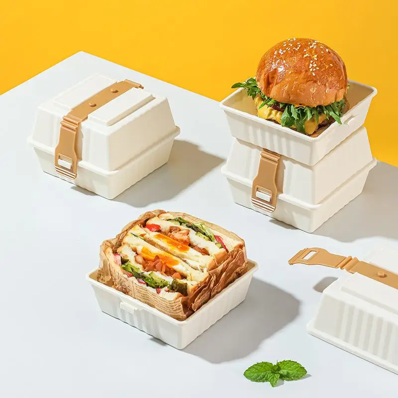 Premium Lunch Boxes With Sturdy Strap For Easy Grip Sandwiches & Burger Food Containers For Holiday Picnics Kitchen Storage Box