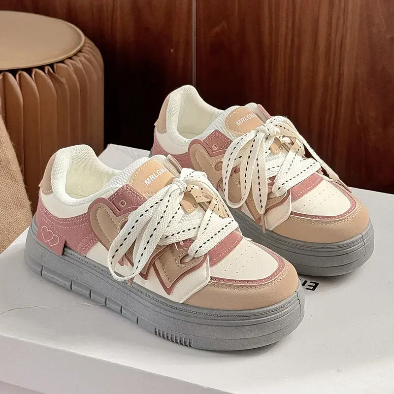 SHANPA Design Scarpe sportive da donna Patchwork Cuore Sneakers moda Donna Autunno Dolce stile coreano Casual Scarpe femminili versatili