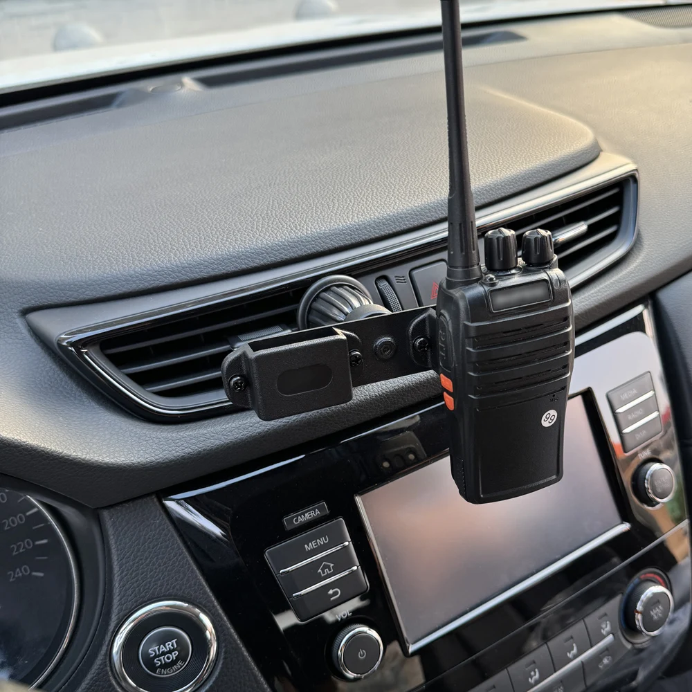 Dual Walkie Talkies Car Holder Car In-Dash Bracket for Walkie Talkie Suction Mount for Two Way Radio Mount Stand