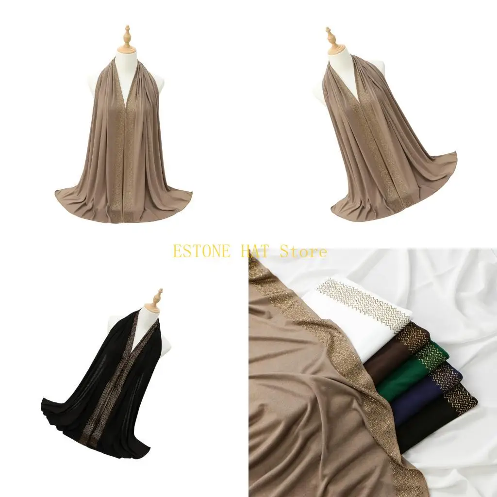 

49MF Long Scarf Middle Eastern Charm Design Prayer Turban Hijab For Warmth Sun Cultural Charm
