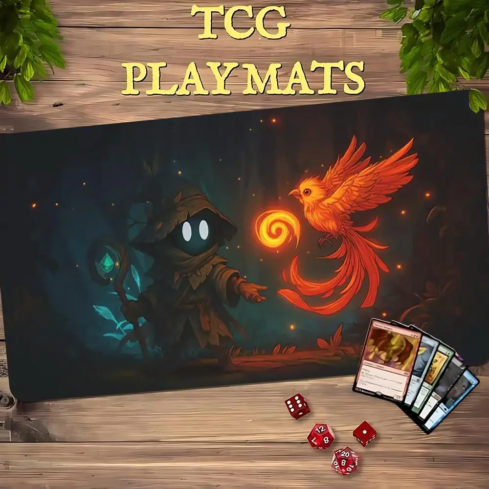 Mage Phoenix Fire Magic Party Game Mat Durable Rubber for MTG&TCG Games 35X60 Mouse Pad Offices Desk Mats Friendly Design