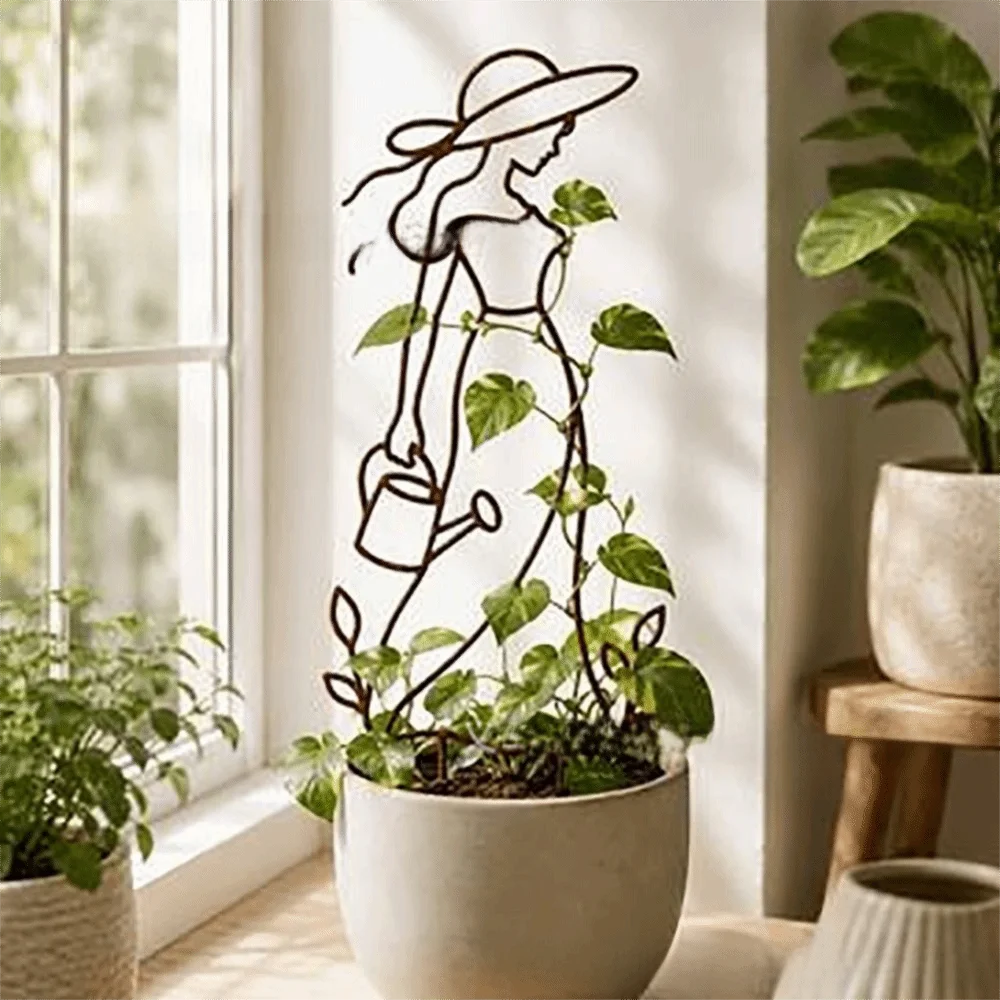 Metal Plant Trellis Distressed Finish Hollow Out Iron Climbing Frame Rust Proof Weather Resistance Vine Climbing Rack Yard