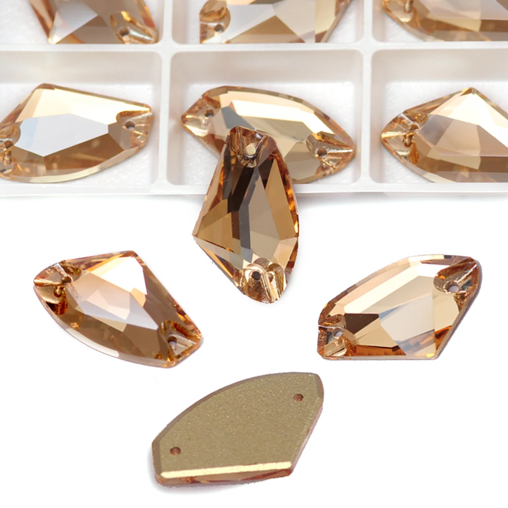 Pubrilex Glas-Aufnähkristalle Golden Shadow New Leaf Drop Rivoli Drop Mix Formen Größen Strass für Kleidung Kleider Bekleidung – Detail 5