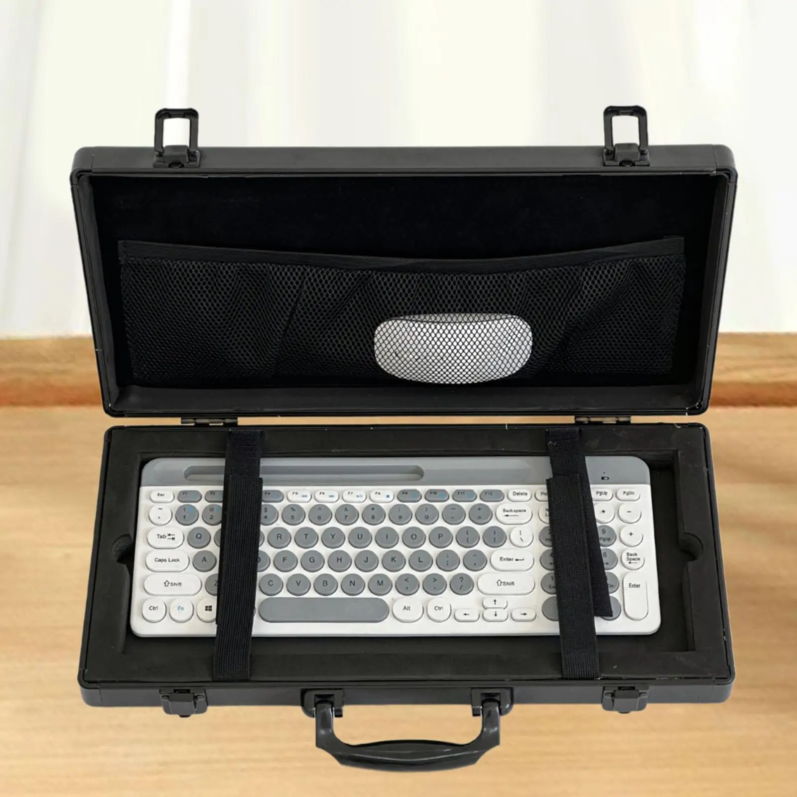 Hard Case for Keyboard, Waterproof Padded Keyboard Bag Protector Aluminum Wireless External Keyboard Travel Case Handbag (Black)