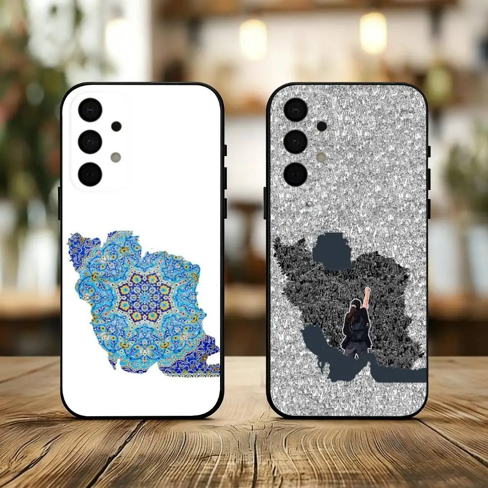 M-Map of L-Iran phone Case For Samsung Galaxy A73,A72,A71,A70,A53,A52,A51,Others Soft Black Shell