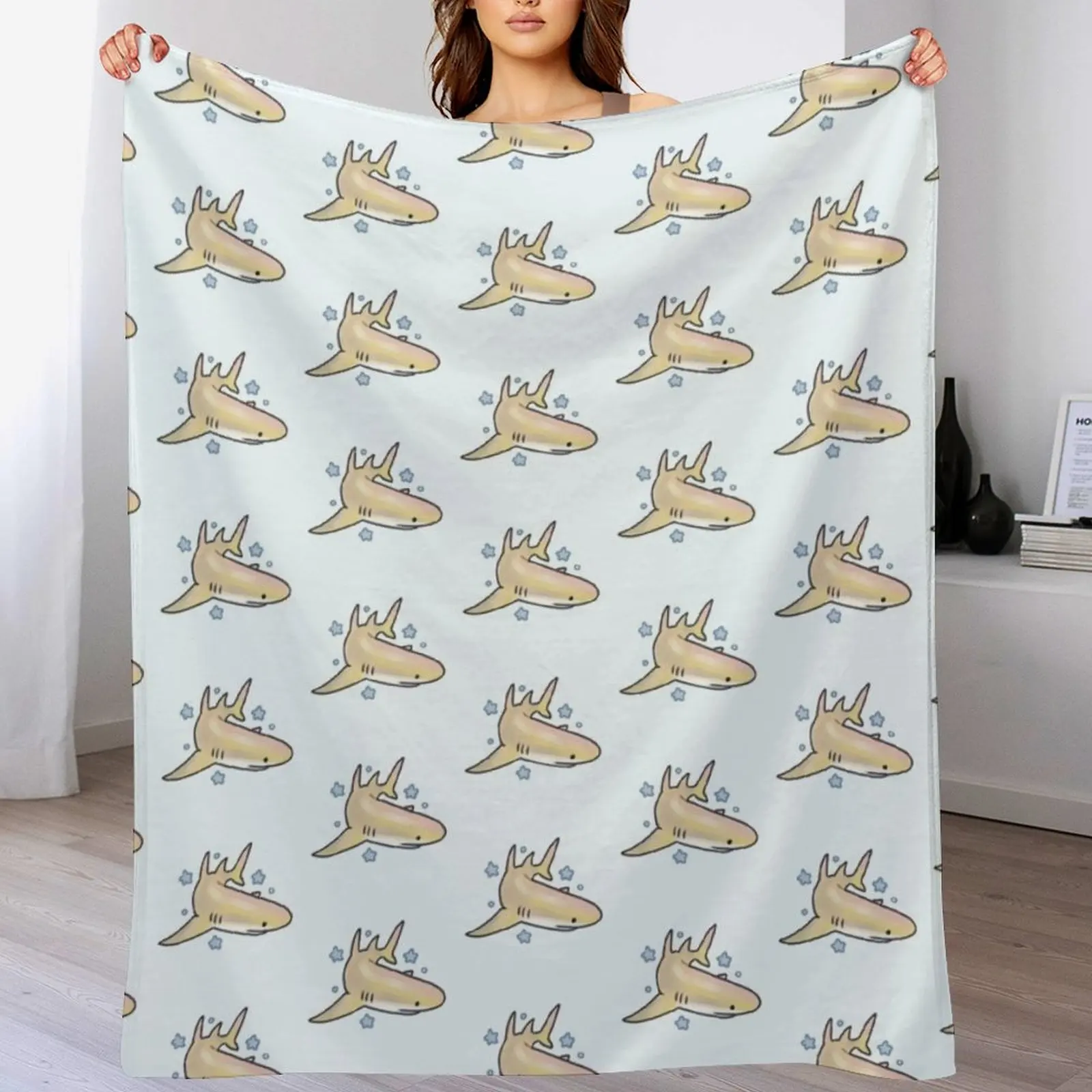 

Cute Lemon shark illustration Throw Blanket Color Fast Cozy Throw Blanket