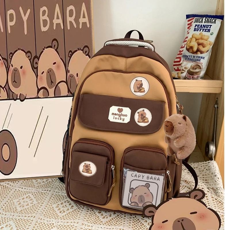 

Capybara Backpack Cute Backpack Capybara Schoolbag Cartoon Soft Funny Animal Large Capacity Stuffed Unisex Aesthetic Backpacks