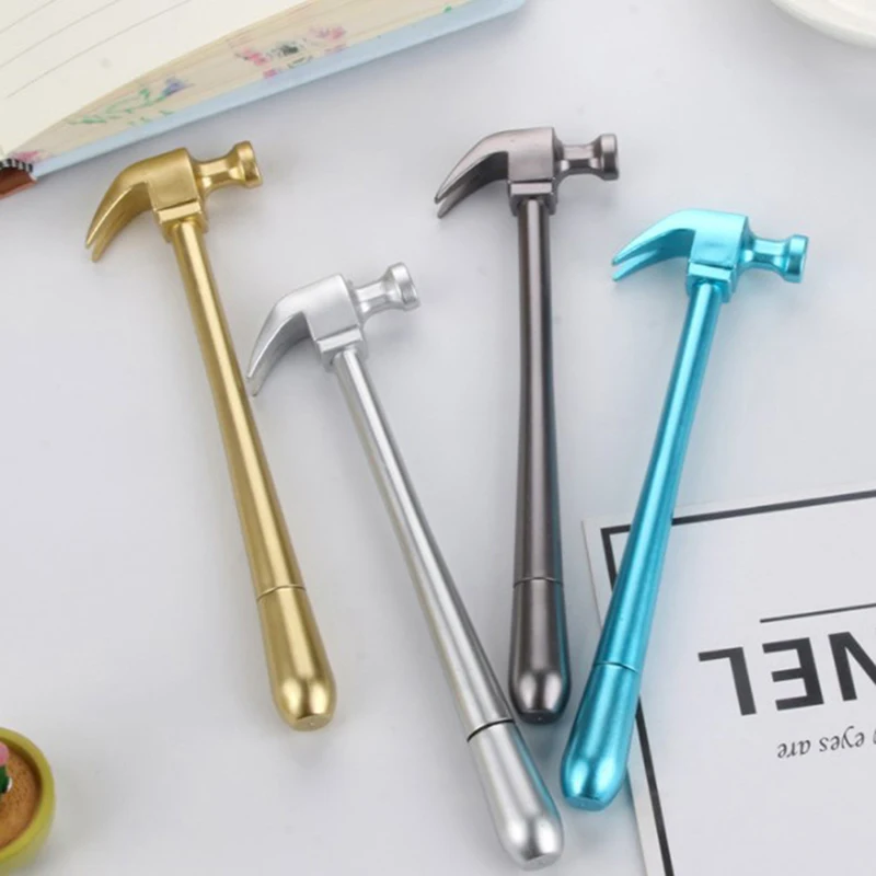 1 Pcs Metallic Hammer Tools Stationery Creative Gel Pen Simulation School Office Supply Cute Kawaii Funny Gift