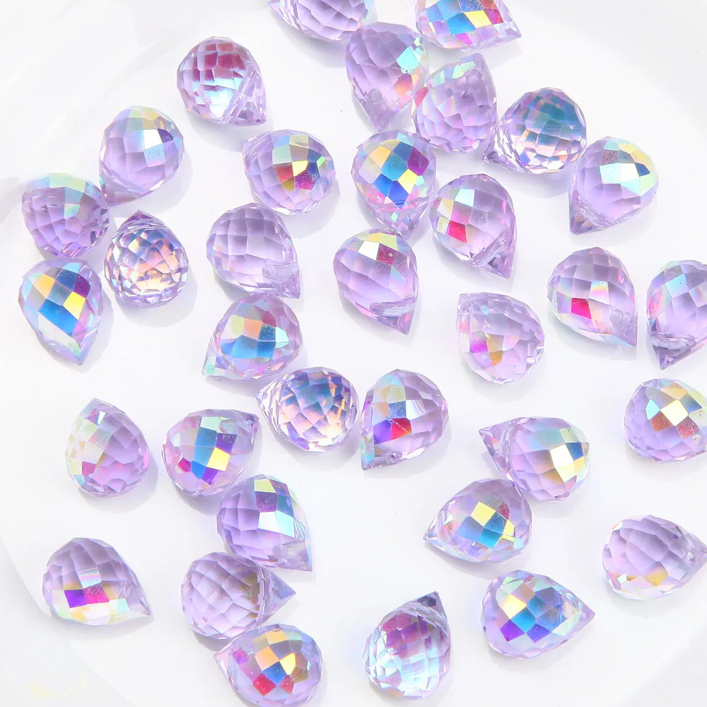 20PCS 8*10mm Faceted Shine Droplet Shape Glass Crystal Necklace Pendant Charms for Jewelry Making Bracelets Diy Accessories