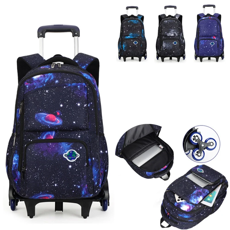 School Bags with wheels Rolling Backpack for boy Kids Student Wheeled Backpack Trolley Book Bag Travel Trolley backpack Luggage