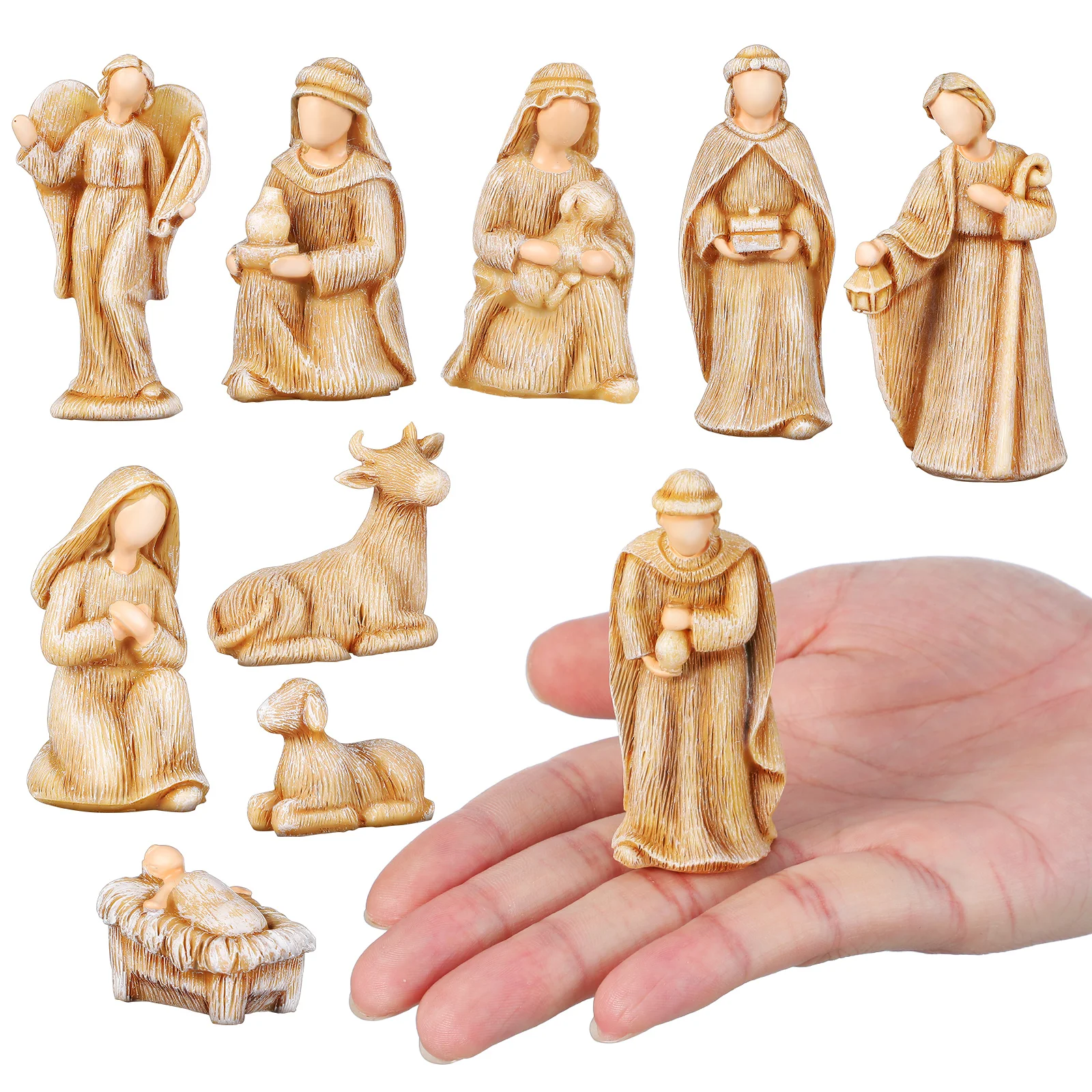 

1 set 1 Set Of Resin Desktop Nativity Scene Figurines Jesus Birth Christmas Decorations For Home Church Tabletop Ornament
