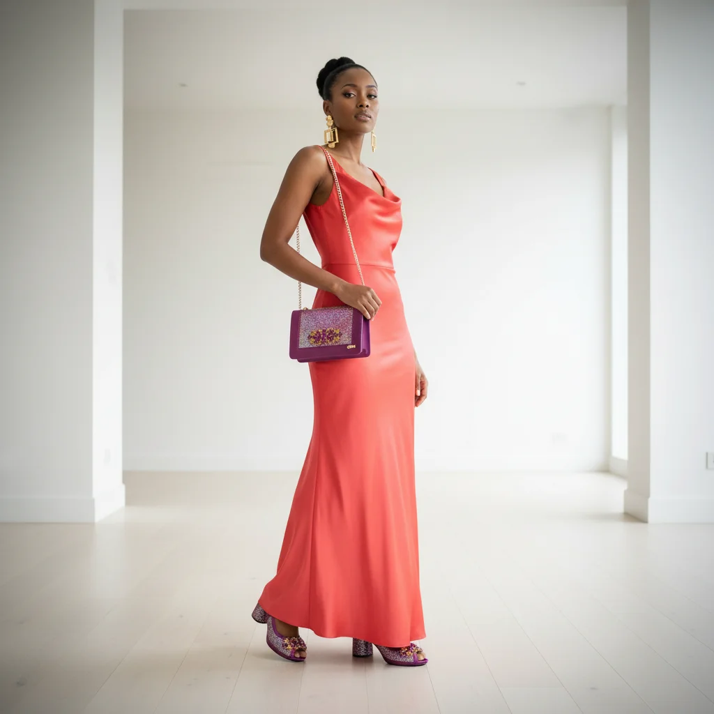 

2026 New Arrive Elegant Women's Rhinestone Peep Toe High Heels Shoes and bag Italian Design with Matching Magenta Handbag