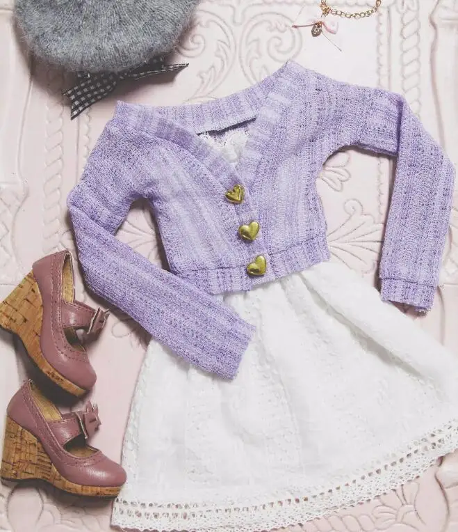 D06-P32 children handmade toy 1/3 1/4 1/6 doll BJD/SD doll's clothes sexy pink purple large neckline cardigan 1pcs