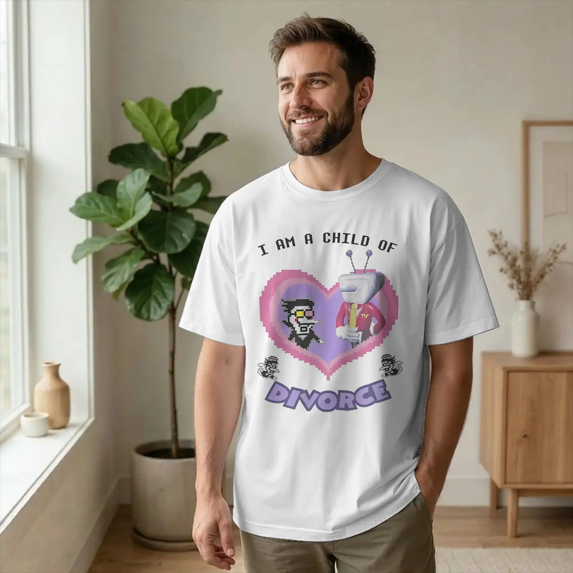 spamton and tenna child of divorce Deltarune Game T Shirt  Cotton Fun T-Shirt O Neck  Tees Short Sleeve Clothing