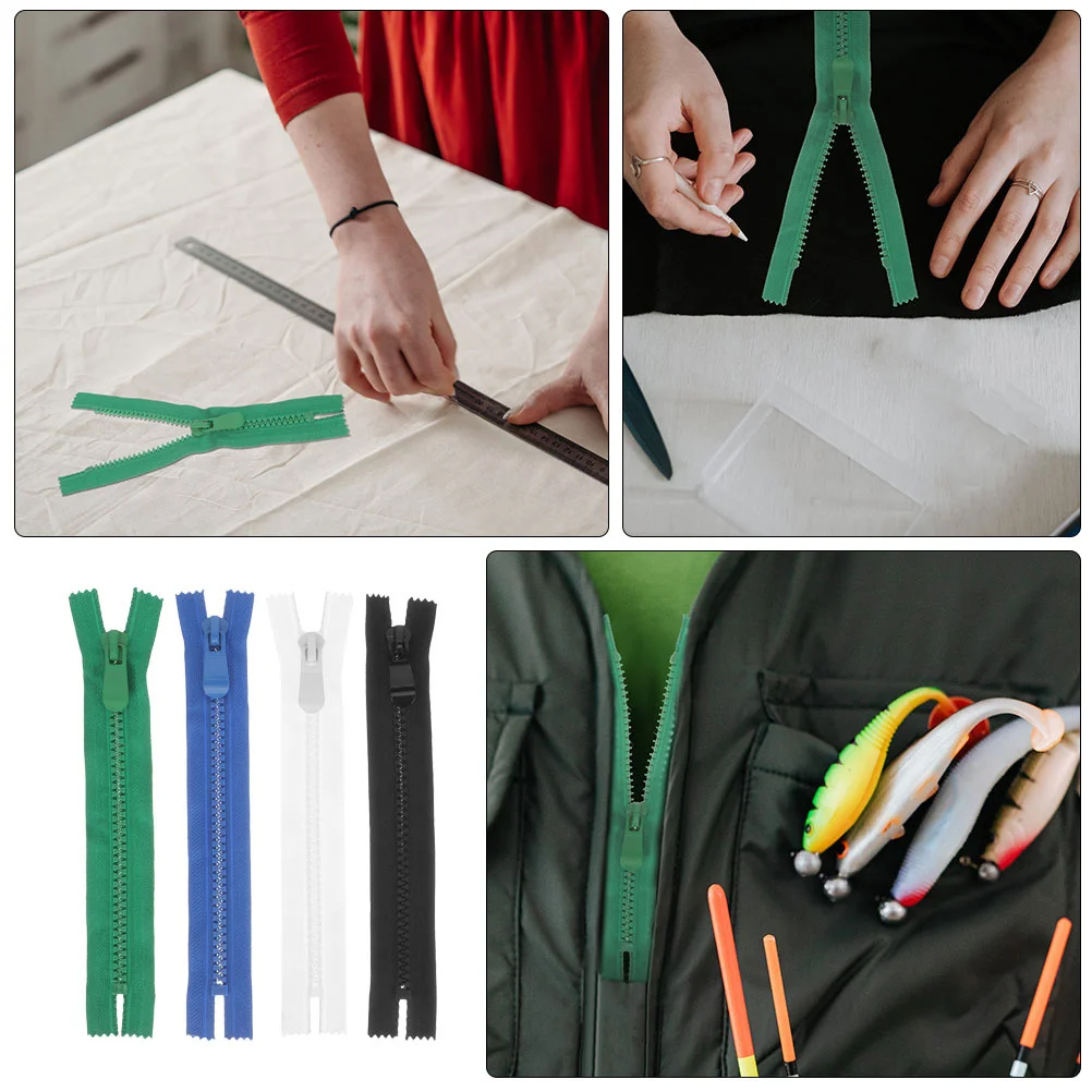 

4Pcs Resin Zippers Flat Pull Design for Seamless Operation in Clothing Tent Sewing Repair Applications Open End Zippers