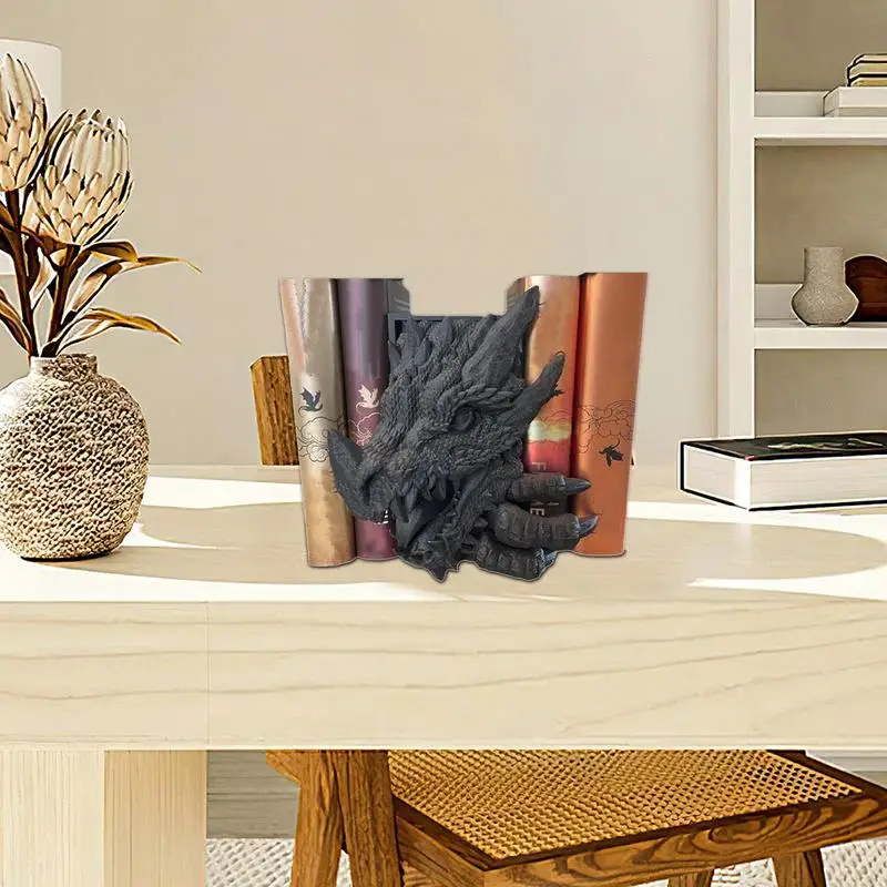 7 Inch Resin Dragon Bookends Decorative Ornament Heavy Stoppers Bookshelf Shelves 3D Printed For Desk Top Decor Accessories