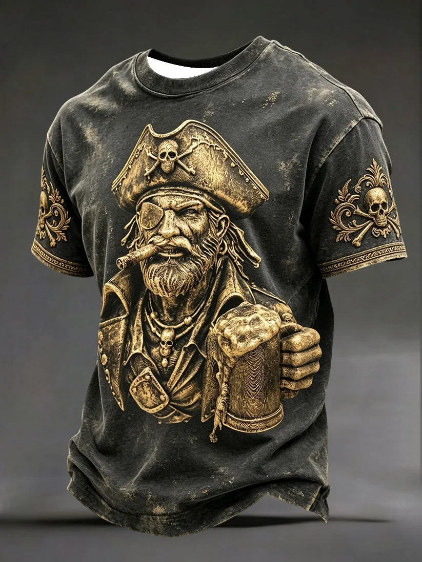 2027 Summer Men's Football Training Shirt - Viking Pirate Style 3D Print - Breathable Quick-Drying T-Shirt - Family Style Shirt