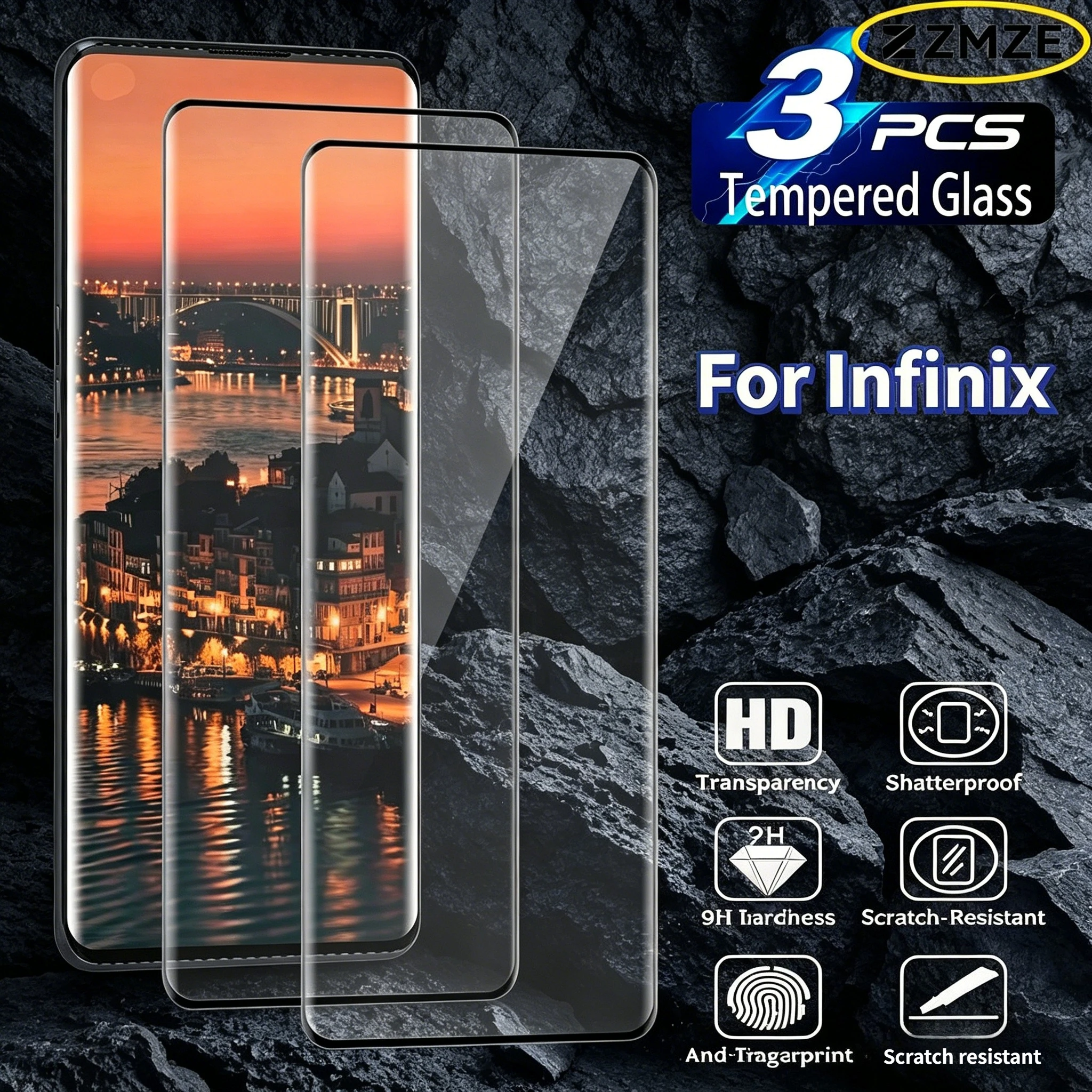 High Definition Tempered Glass for Infinix Zero 30 40 Hot 60 50 40 Pro Note 50 40 Pro Anti-Shatter Screen Protector Glass Film