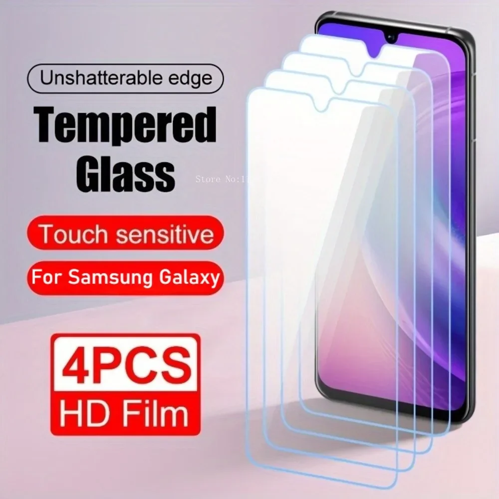 4 Stück HD gehärtetes Glas für Samsung Galaxy A56 A55 A35 A36 A25 A26 A53 A73 A15 A16 A23 A34 A73 Handy-Displayschutzfolie