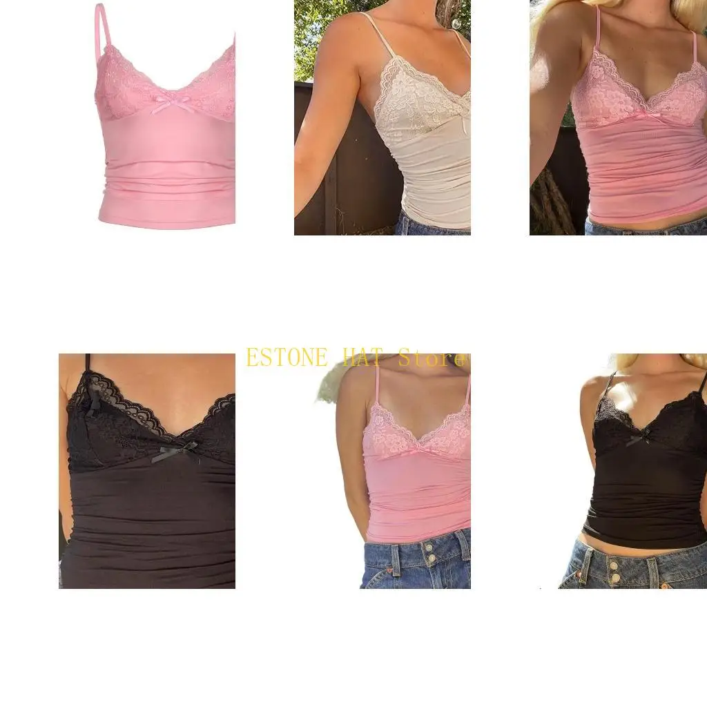 

49MF кружевное лоскутное отверстие v Top Tound для женщин для женщин спагетти Слим Fit Camisole нижний нижнее белье для ночи