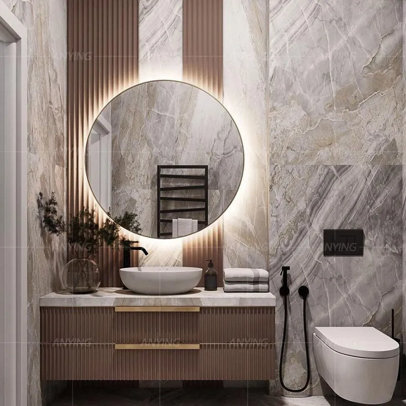 Modern Light Luxury Rock Slab Bathroom Cabinet Custom-made Solid Wood Washstand Upper Basin Bathroom Wash Basin Combination