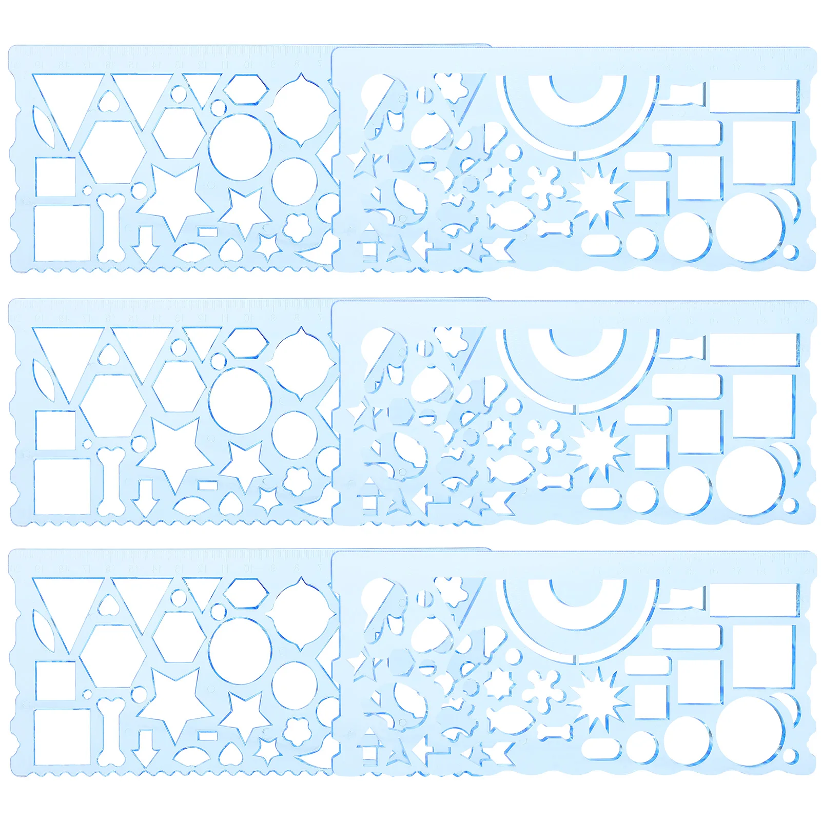 

6Pcs Drawing Template Plastic Stencil Set Multi Functional Students Drafting Geometry Supplies Students Drawing Template