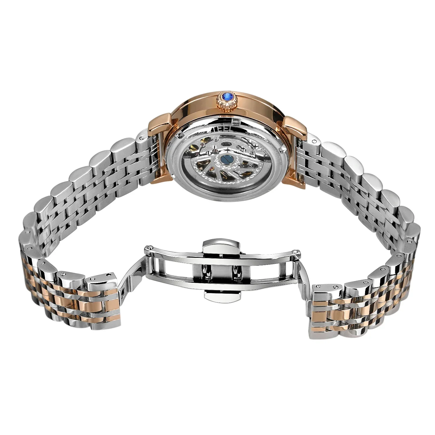 Montre de mariage pour femmes, haut de gamme, luxe, or Rose, diamant, étoiles, mouvement mécanique automatique, montres pour dames, horloge en acier inoxydable