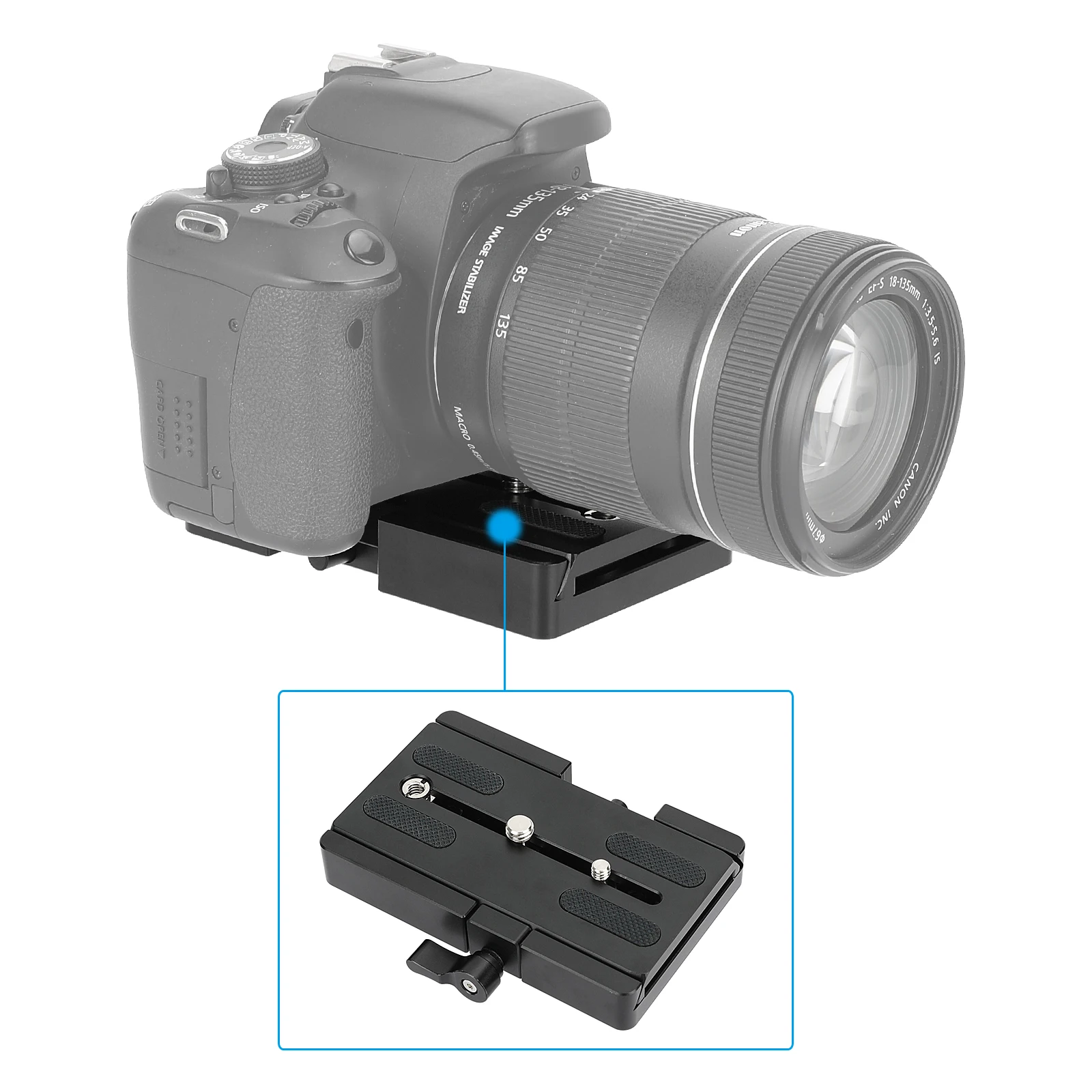 HDRig Quick Release ARRI Dovetail Plate for Manfrotto Camera Tripod, 3.3" Sliding Range, for DSLR, for Sony Canon