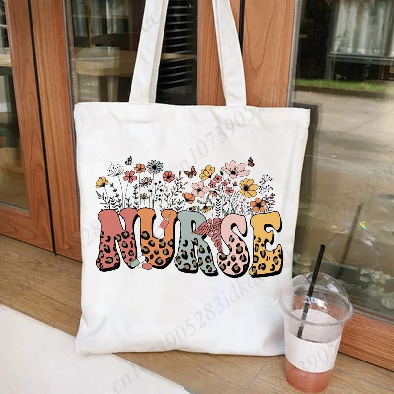 Heart Nursing Print Women Shoulder Bag Fashion Eco Shopping Bags Teenager Tote Bag Nurse Life Women Handbags Nursing Tote Gifts