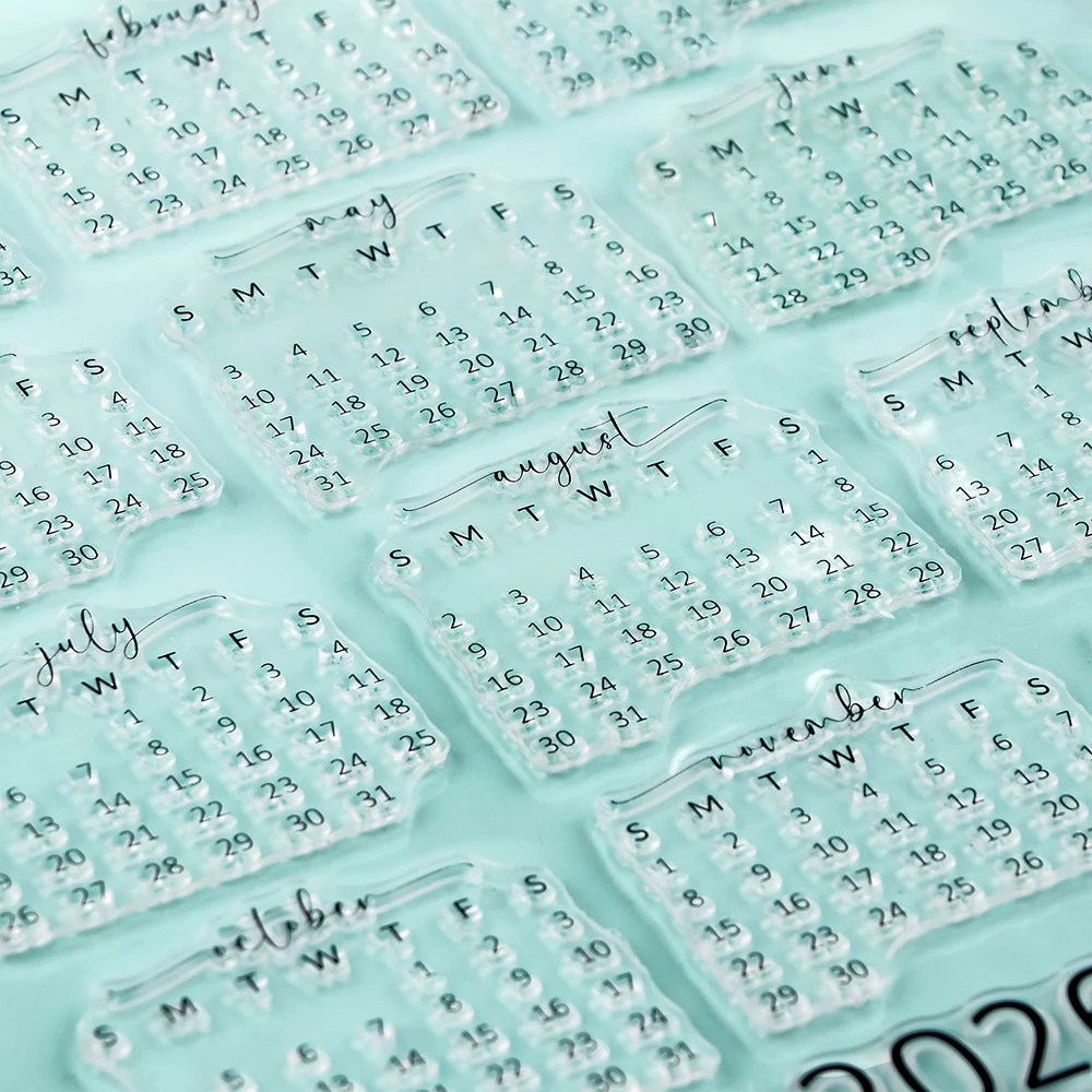 2026 مخطط التقويم واضح Stamps مختلط أسبوع شهر يناير ديسمبر سيليكون شفافة Stamps لصنع البطاقات الديكور #5