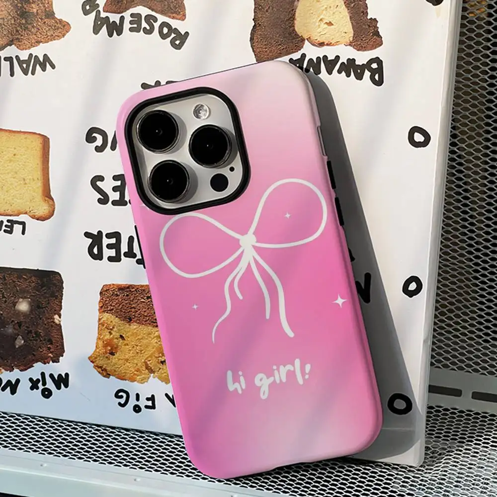 Custodia per telefono carina con sfumatura rosa e bianca per iPhone 16 15 14 13 12 11 Pro Max Plus