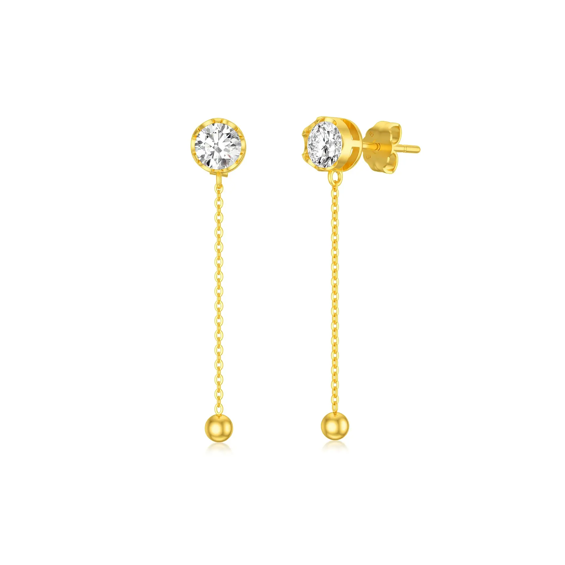 

YFN 14K Real Gold Moissanite Dangle Stud Earrings for Women Yellow Gold Beaded Drop Earrings Jewerly Gifts for Mom Wife