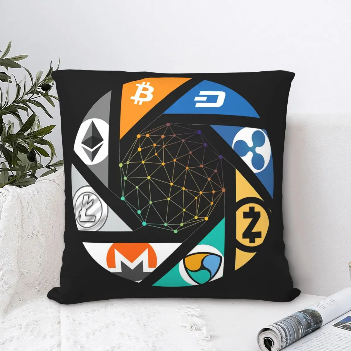 

The New World Throw Pillow Case Cryptocurrency Cushion For Home Sofa Chair Decorative Hug Pillowcase