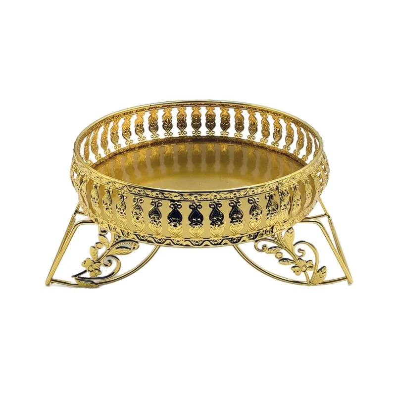 

Golden metal fplate, fruit plate, high-end storage box, multi-purpose electroplated wrought iron fplate, dried fruit