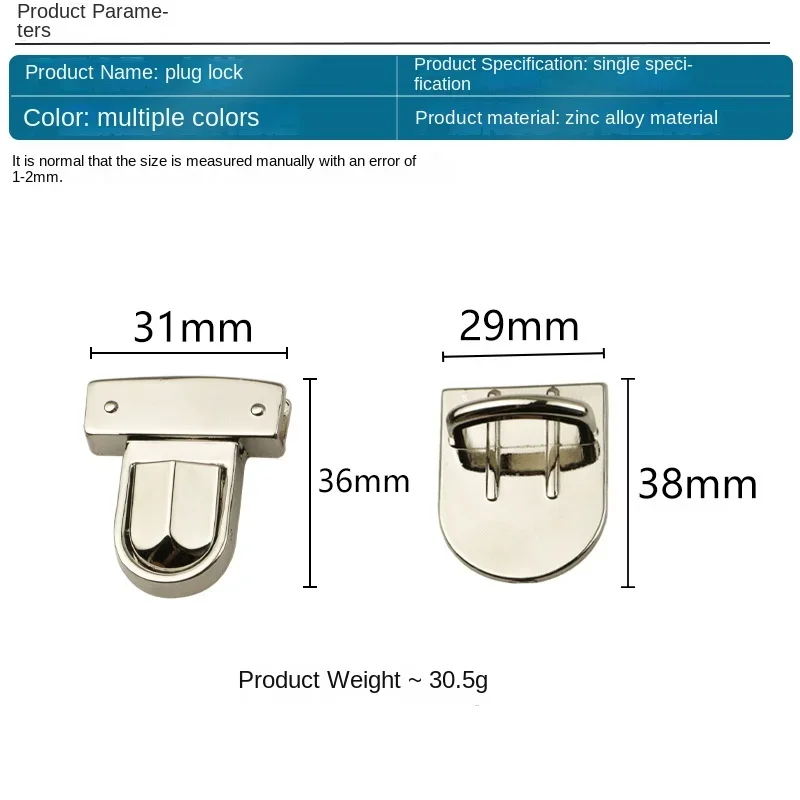 High Quality Bag Metal Accessories Factory Wholesale Various Type Metal Turn Lock Push Lock Handbag Closure