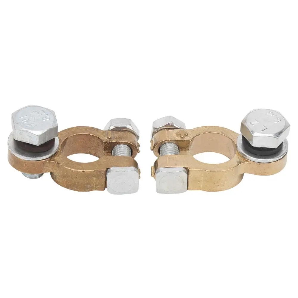 2PCS Pure Copper Battery Terminal Connectors Alloy Heavy Duty Top Post Connectors Brass Enhanced Conductivity Protector Set