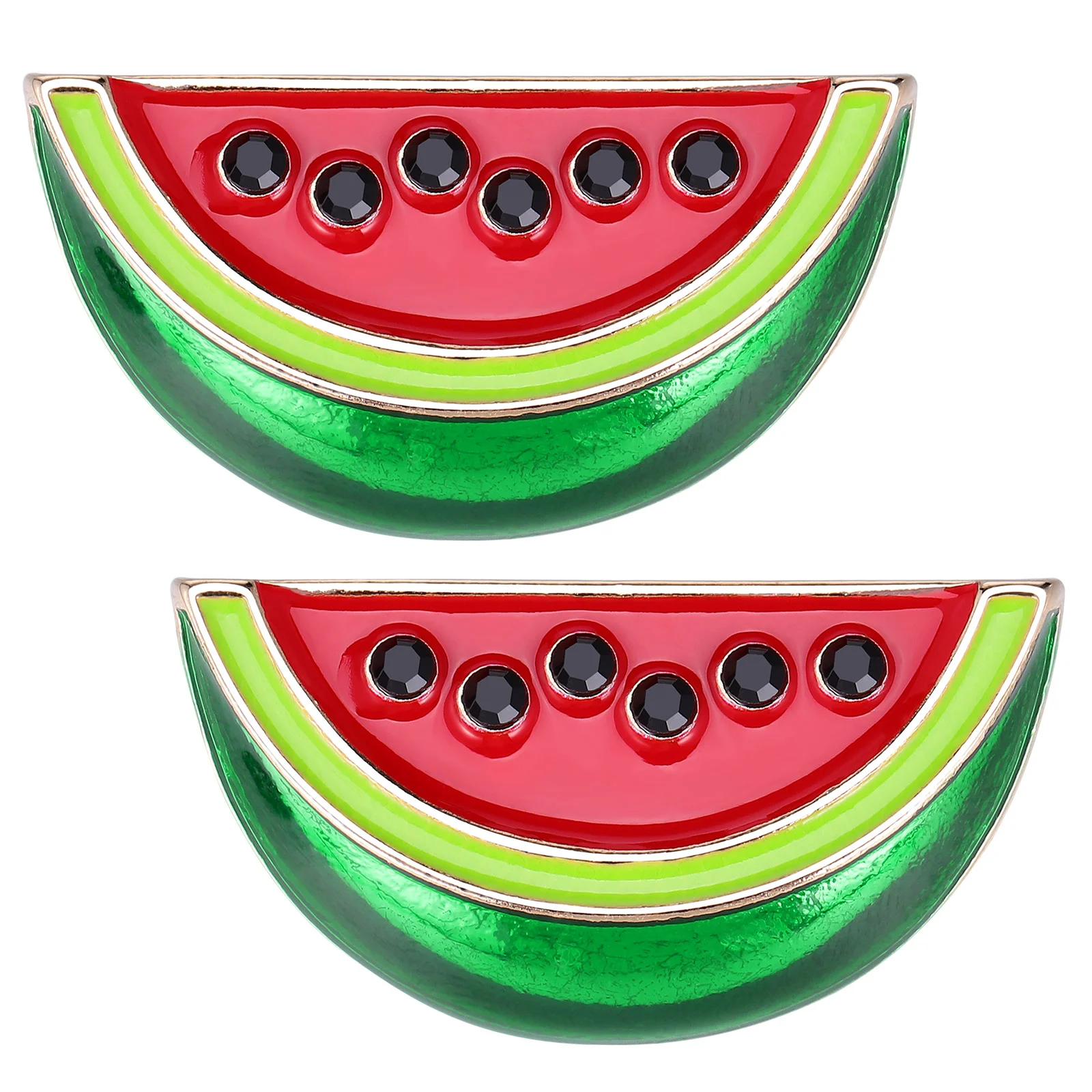 2 Pcs Watermelon Brooch Clothes Pins Sweater Clips Cartoon Scarf For Women Cardigan Lapel Badge Alloy Shawl and