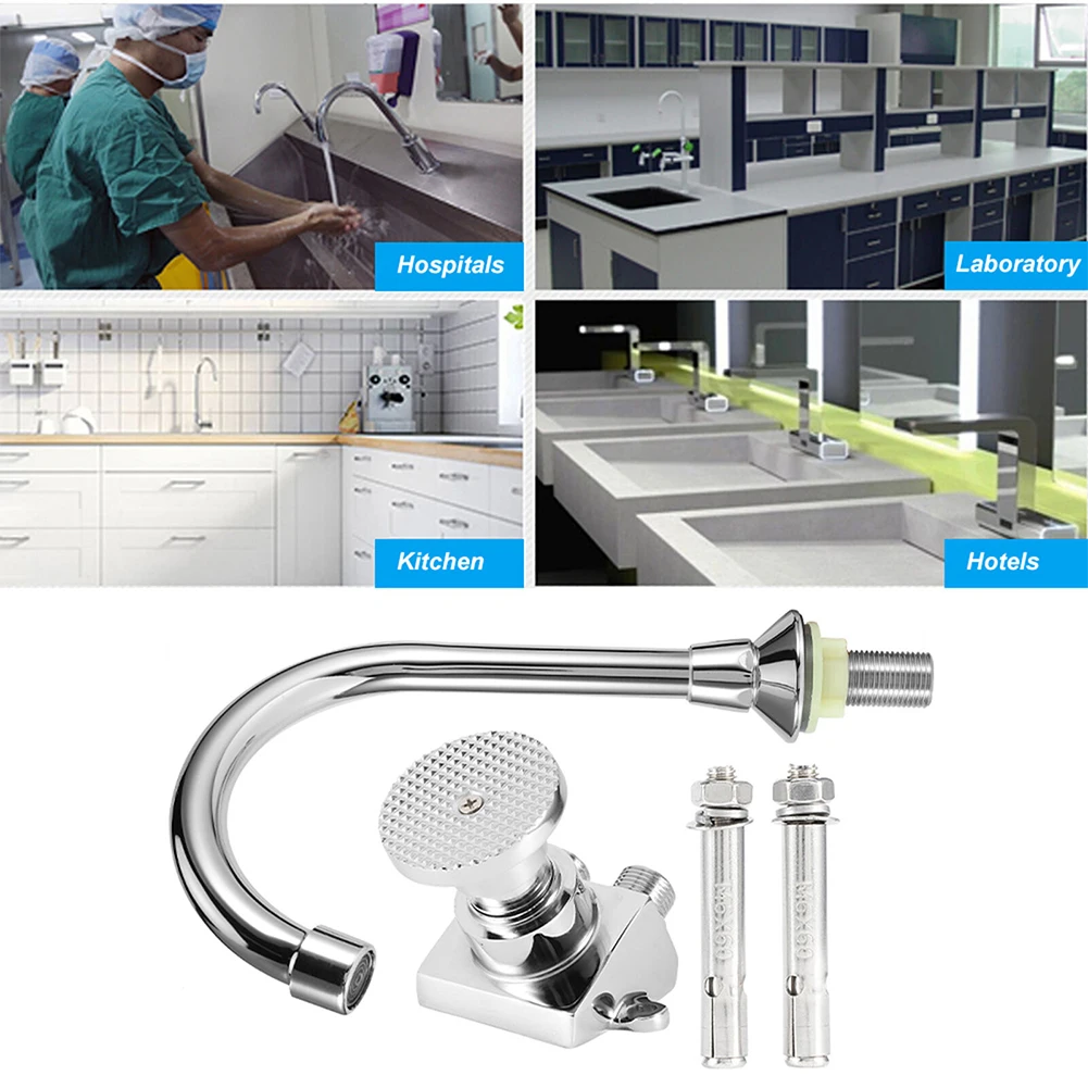 Foot Pedal Tap Brass Stainless Steel Foot Faucet For Hospital Factory Public Restroom Plumbing Fixture